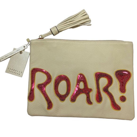 Killer Cool ROAR Tiger clawed Wristlet clutch Faux Leather and sequins. NWT - Picture 3 of 8